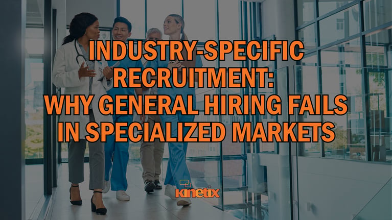 Healthcare professionals walking through a modern hospital corridor, representing specialized healthcare recruitment, workforce collaboration, and industry-specific talent acquisition.