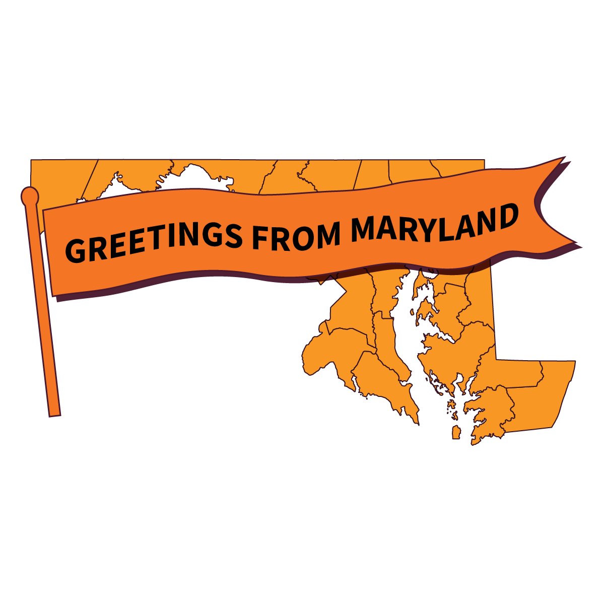 Outline of Maryland map with 