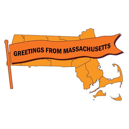 Outline of Massachusetts map with 