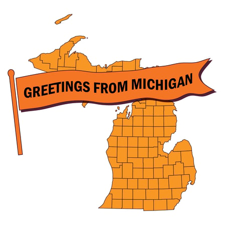 Outline of Michigan map with 