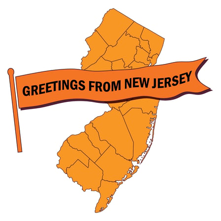 Outline of New Jersey map with 