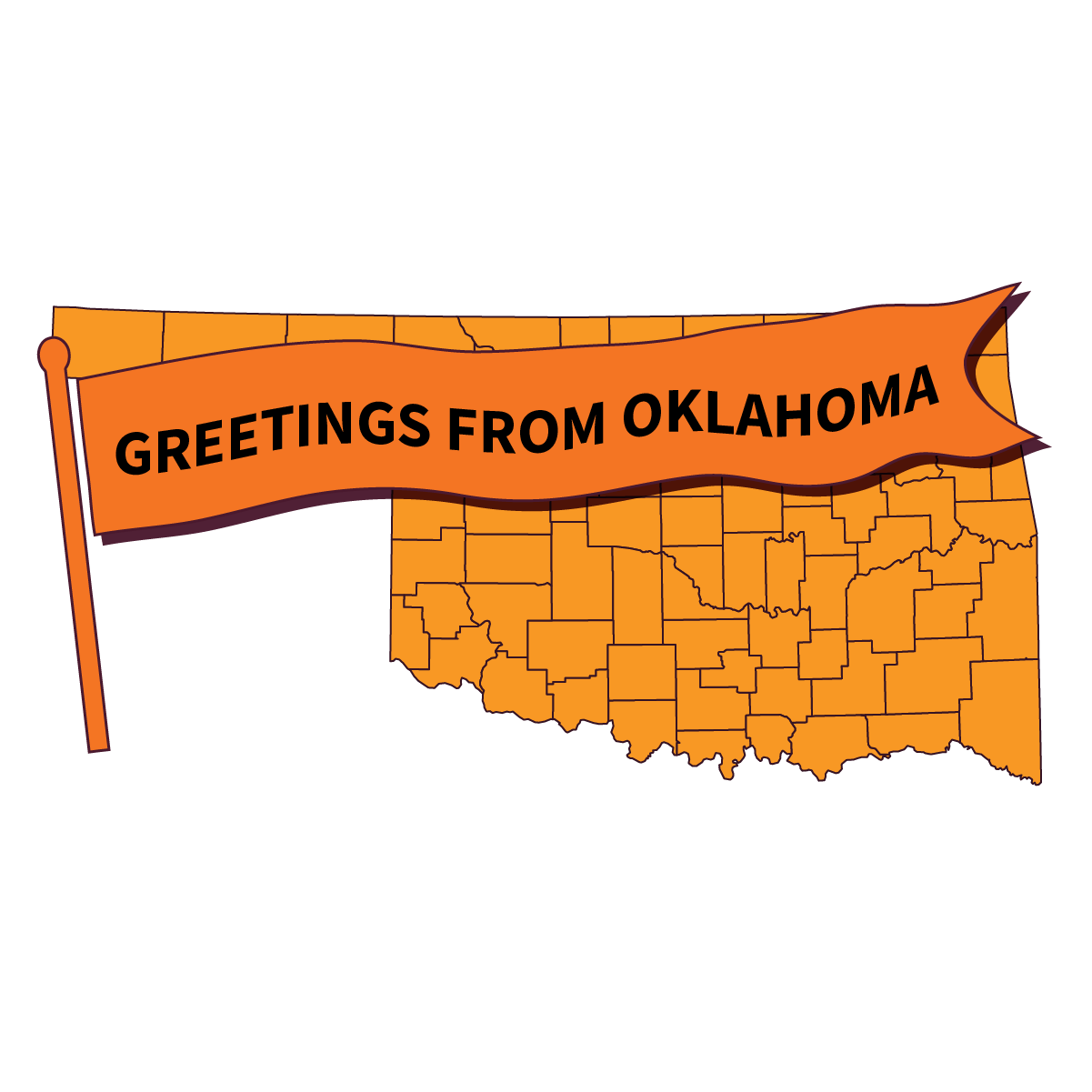 Outline of Oklahoma map with 