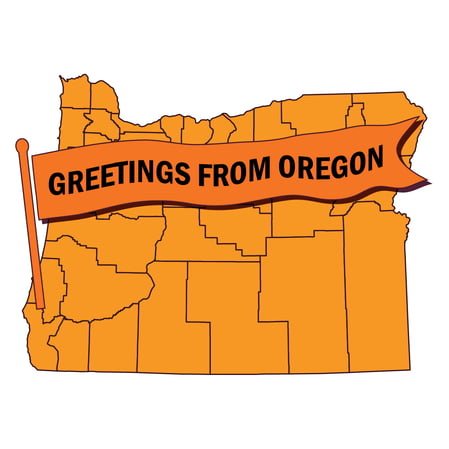Outline of Oregon map with 