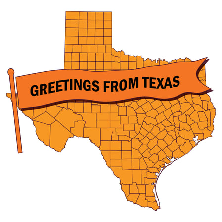 Outline of Texas map with 